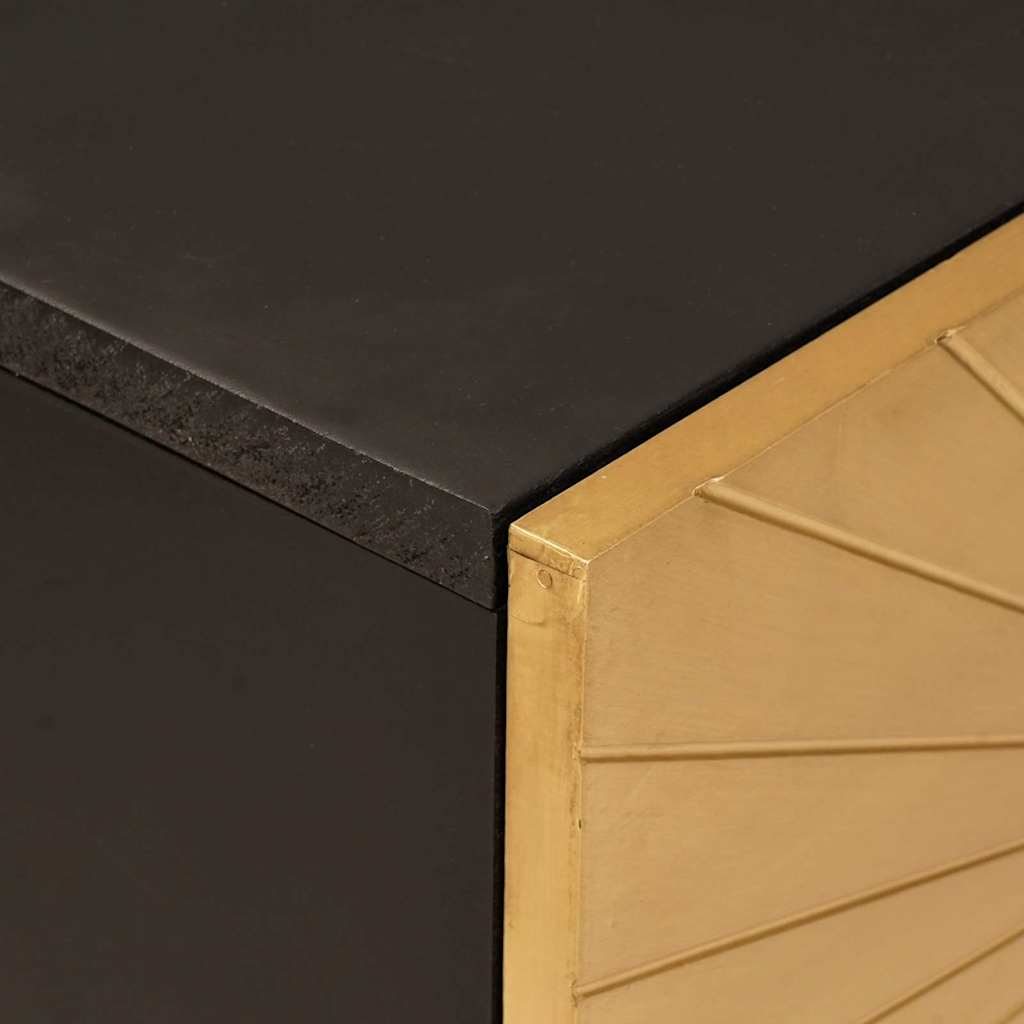 Side Cabinet Black and Gold 80 x 33.5 x 75 cm Solid mango wood